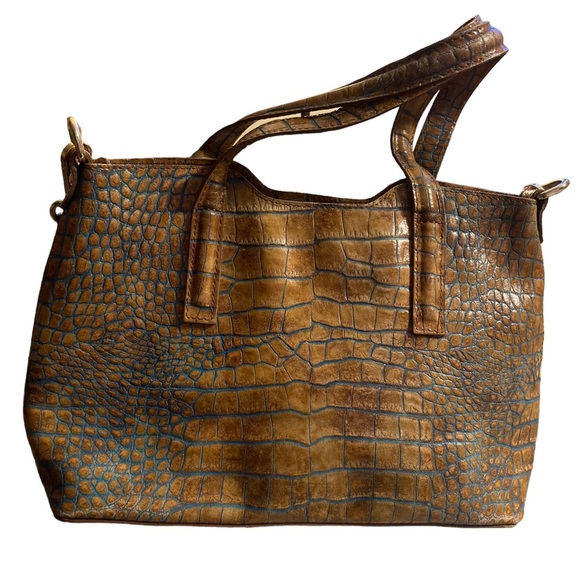 Valentina Italia Vintage Italian Crocodile Alligator Reptile Brown Purse Bag EUC - Picture 6 of 16